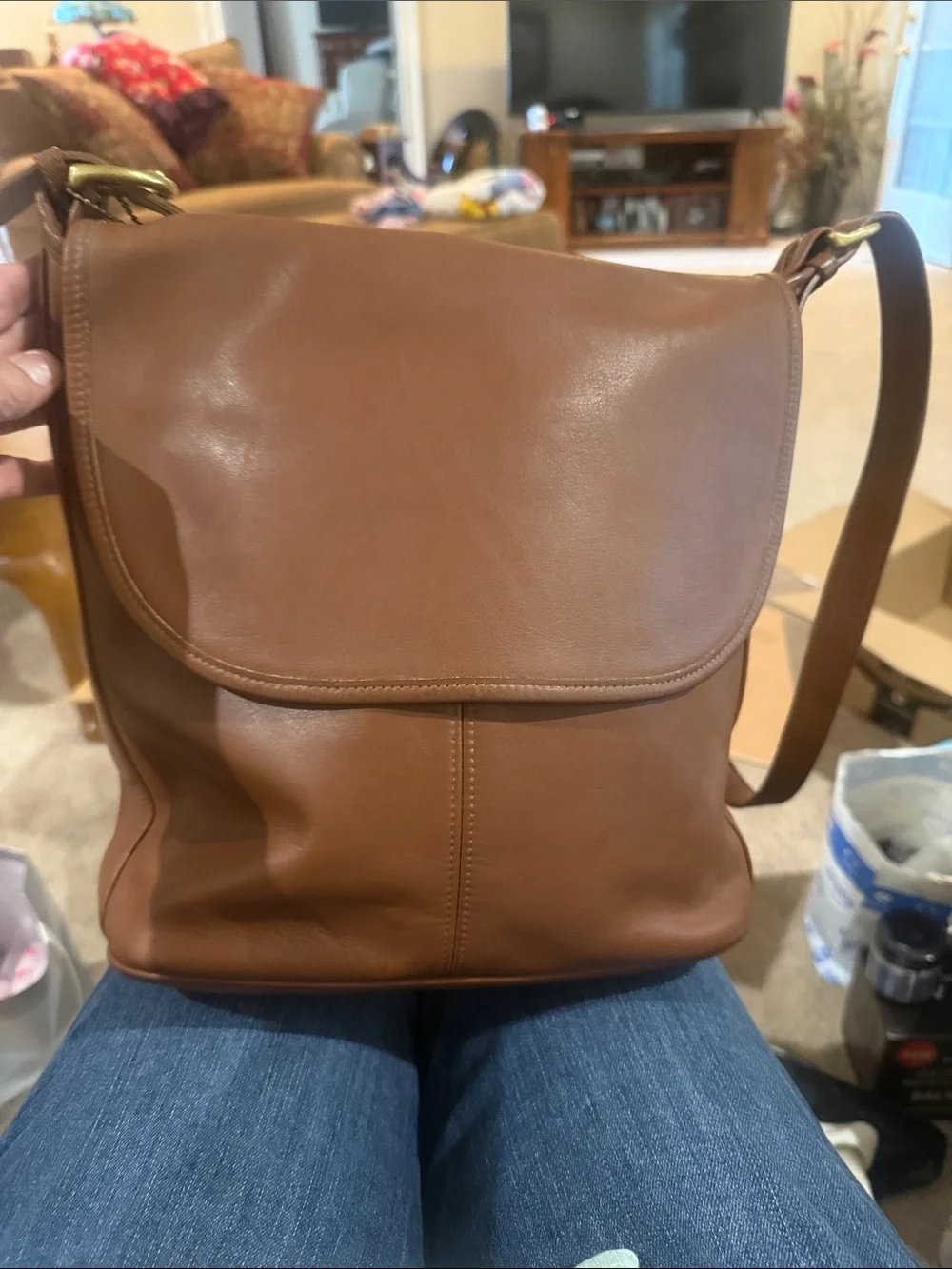 Coach Brown Leather Flap Crossbody Bag